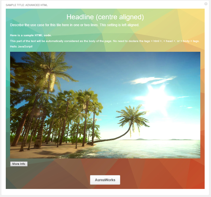 Advanced HTML: an example of how the tile may look like
