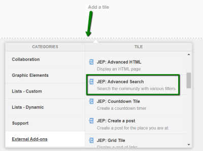 Advanced Search tile in the tile selection