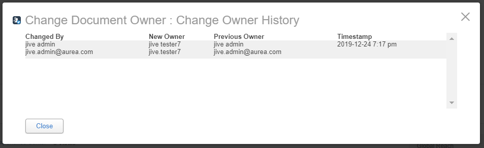 An example of the history of owner changes