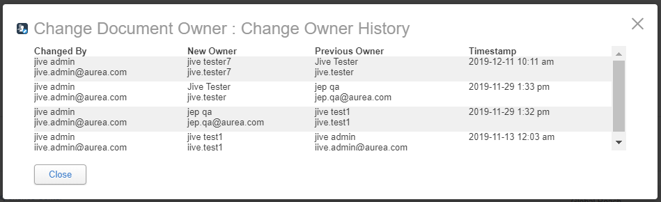 Changing owner history with Author Change