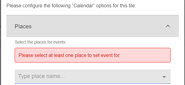 Calendar tile: Places to set the events