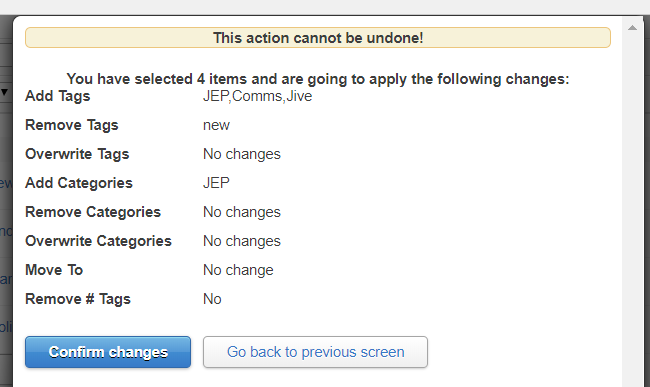 Confirming the changes