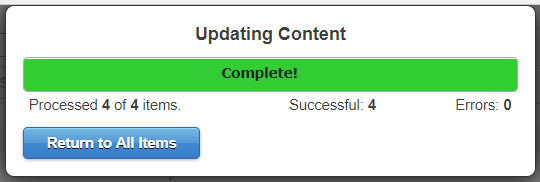 The status of the updates