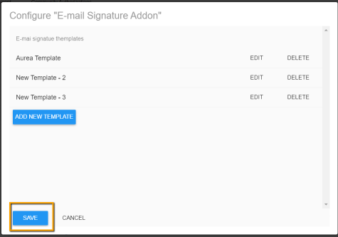 Saving template settings