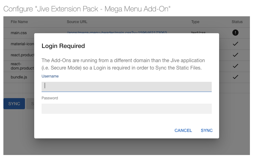A screenshot of a required login