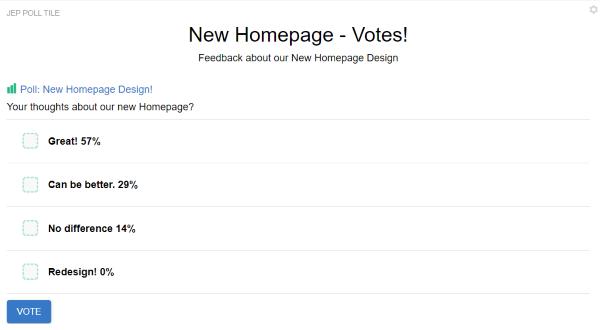 A Jive Poll tile with Poll Layout: Jive Native Vote