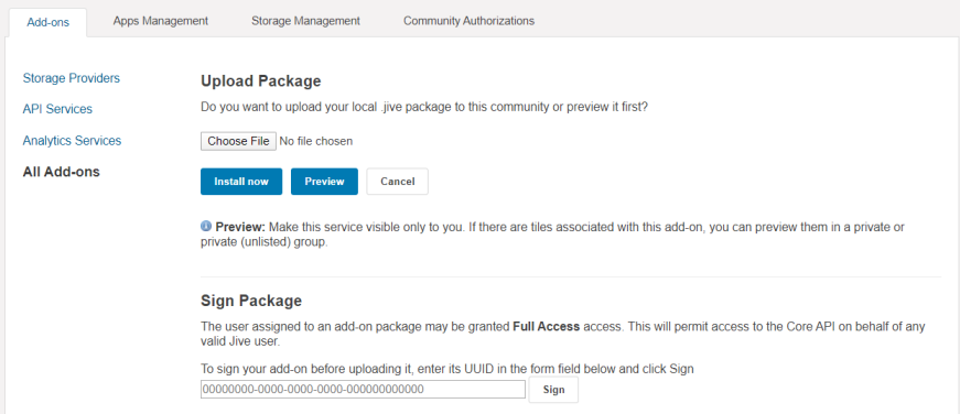 The Add-ons page screenshot