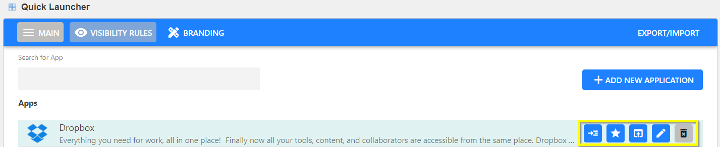 A screenshot of the available options highlighted