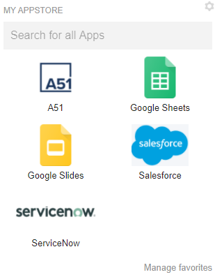 A Apps Viewer tile in Grid layout with 4 Items per page and 2 columns, view 1