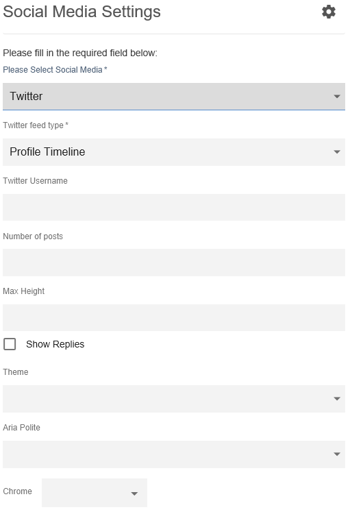 Social Media tile: Specifying other Twitter settings