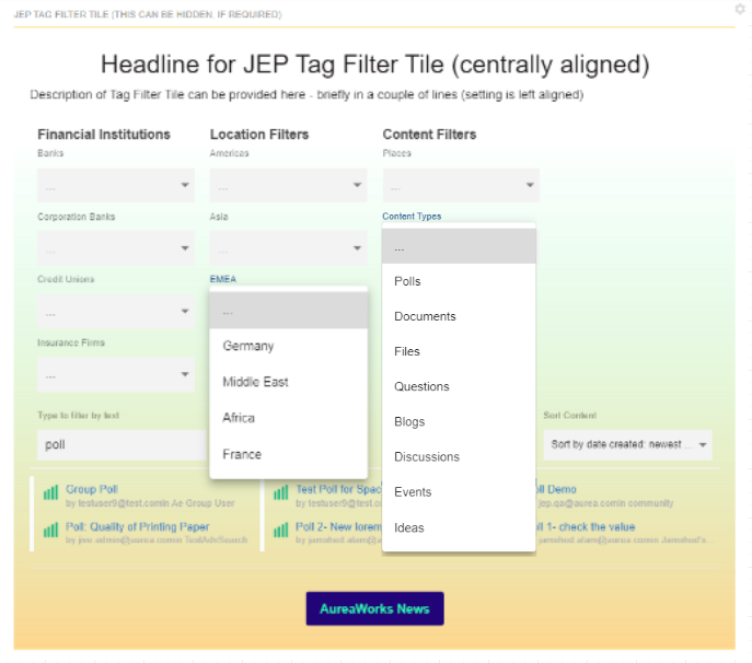 The second Content Filter tile example