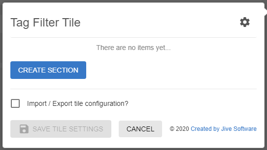 Content Filter tile: Manage Sections
