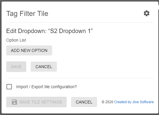 Content Filter tile: Editing a dropdown