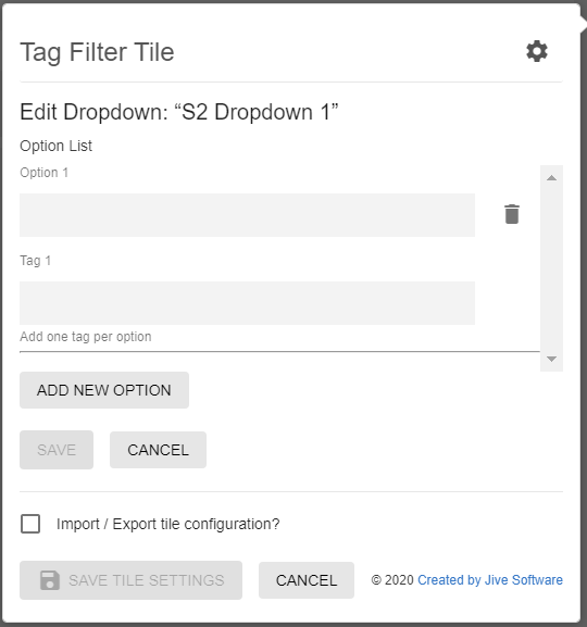 Content Filter tile: Editing another dropdown