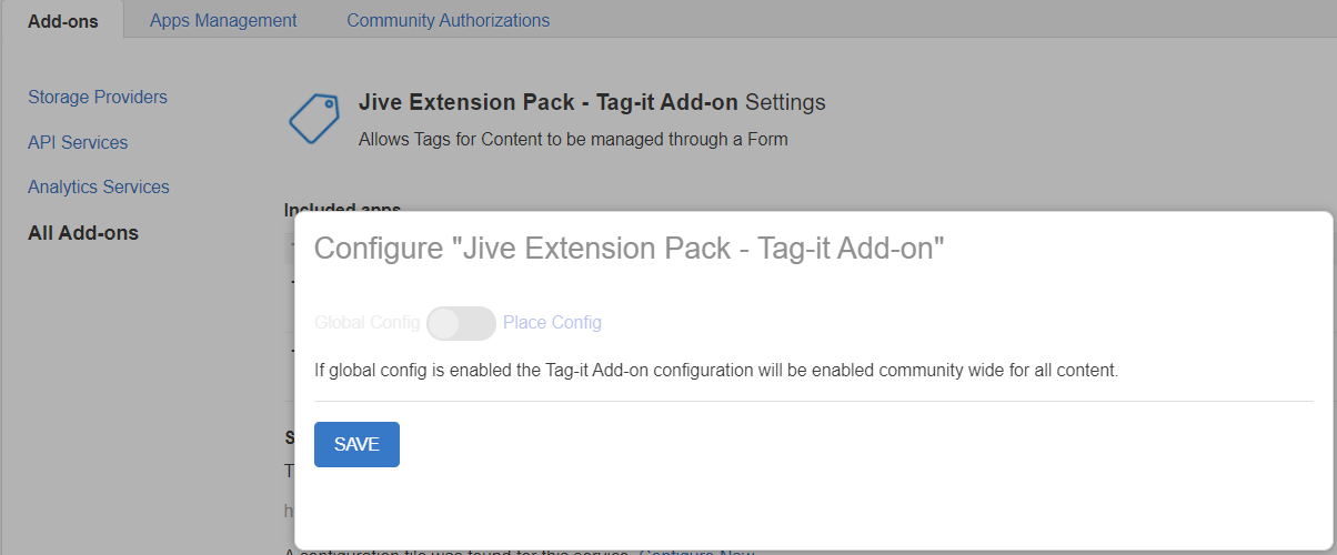 A screenshot of selecting where the add-on should be applied