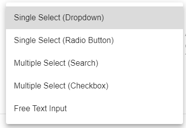 A screenshot of possible section types