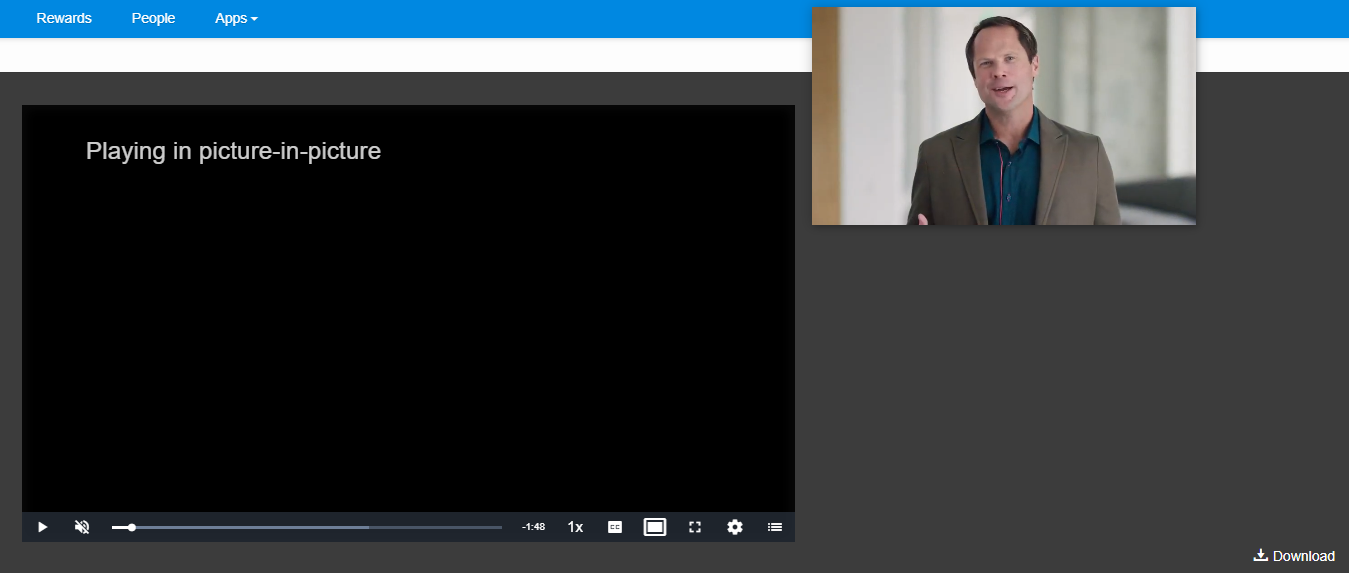 A screenshot of a video with the picture-in-picture mode on