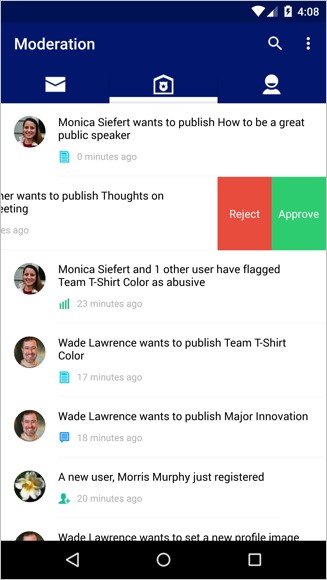 Swipe to Approve or Reject on an Android