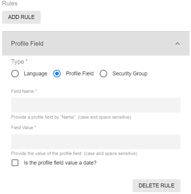 Selecting profile fields for the filter