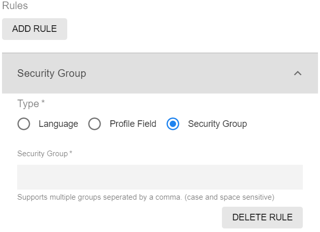 Selecting security group
