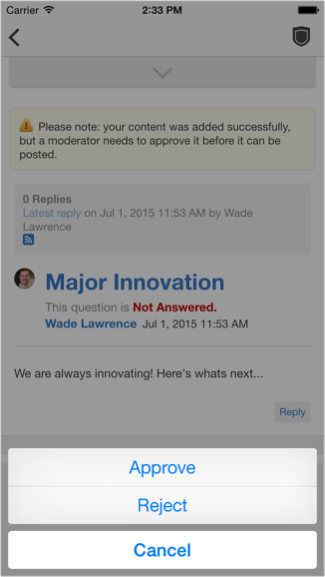 Click Through to Approve or Reject on an iPhone