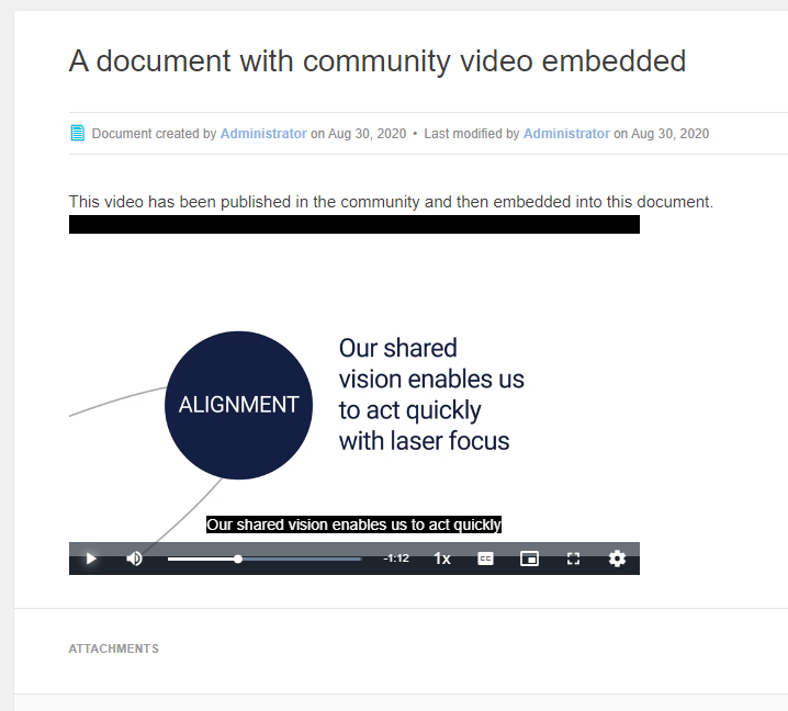 A screenshot of a community-published video embedded into a document